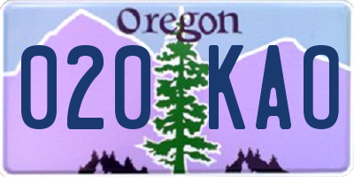 OR license plate 020KAO