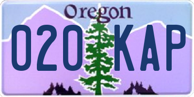 OR license plate 020KAP