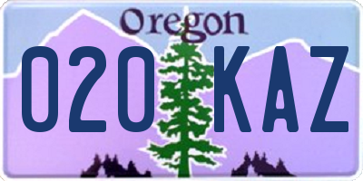 OR license plate 020KAZ
