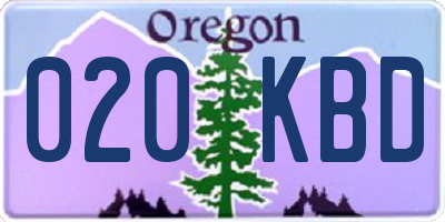OR license plate 020KBD