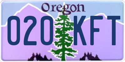 OR license plate 020KFT