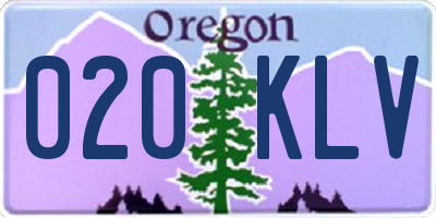 OR license plate 020KLV