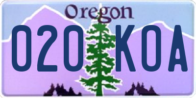 OR license plate 020KOA