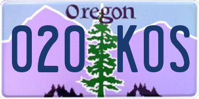 OR license plate 020KOS