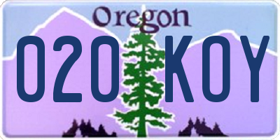 OR license plate 020KOY