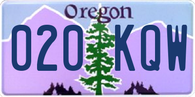 OR license plate 020KQW