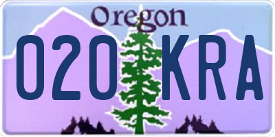 OR license plate 020KRA