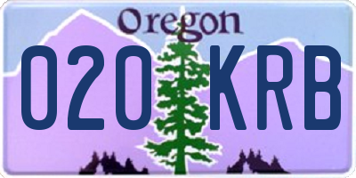 OR license plate 020KRB