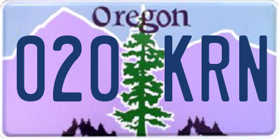 OR license plate 020KRN