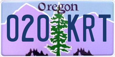 OR license plate 020KRT