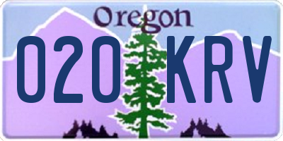 OR license plate 020KRV