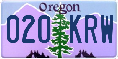 OR license plate 020KRW