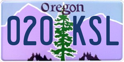 OR license plate 020KSL