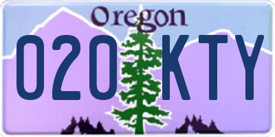 OR license plate 020KTY