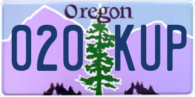 OR license plate 020KUP