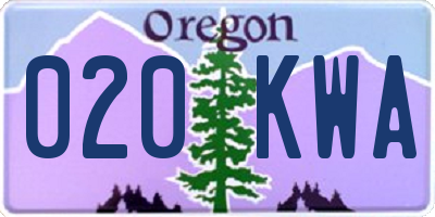 OR license plate 020KWA