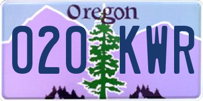OR license plate 020KWR