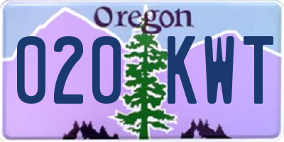 OR license plate 020KWT