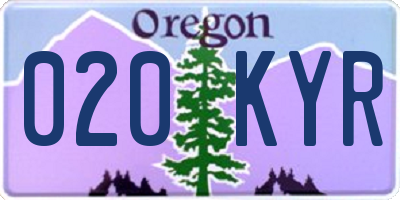 OR license plate 020KYR