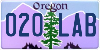 OR license plate 020LAB