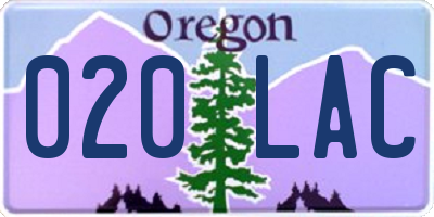 OR license plate 020LAC