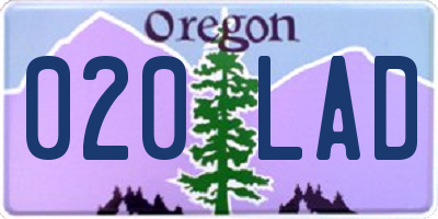 OR license plate 020LAD