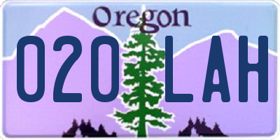 OR license plate 020LAH