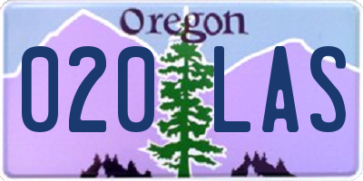 OR license plate 020LAS