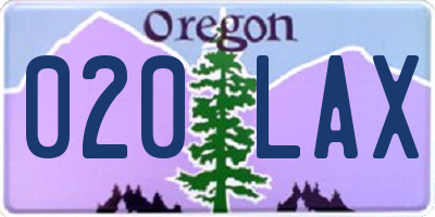 OR license plate 020LAX