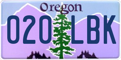 OR license plate 020LBK