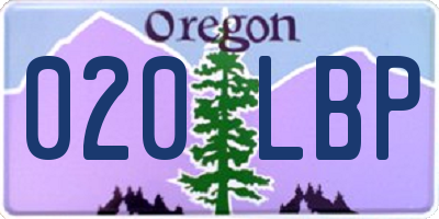 OR license plate 020LBP
