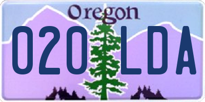 OR license plate 020LDA