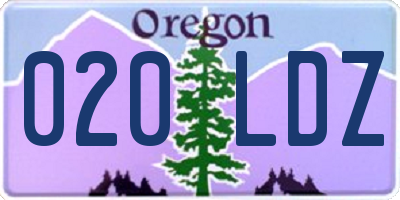 OR license plate 020LDZ