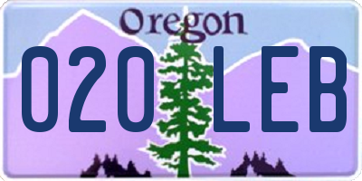 OR license plate 020LEB