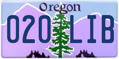 OR license plate 020LIB
