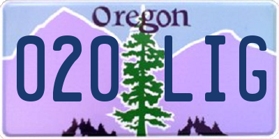 OR license plate 020LIG