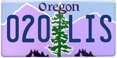 OR license plate 020LIS