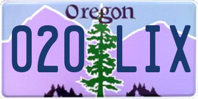 OR license plate 020LIX