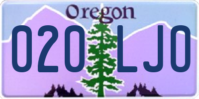 OR license plate 020LJO