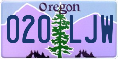 OR license plate 020LJW