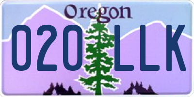 OR license plate 020LLK