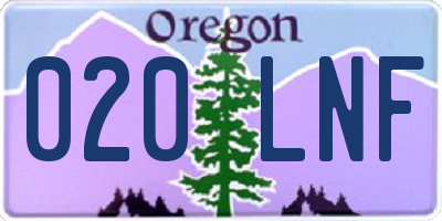 OR license plate 020LNF