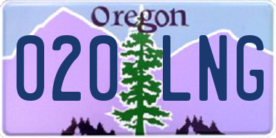OR license plate 020LNG
