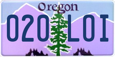 OR license plate 020LOI