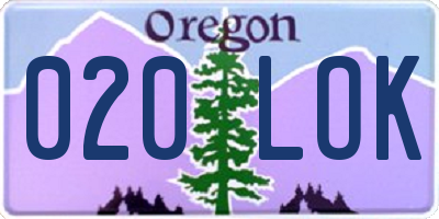 OR license plate 020LOK