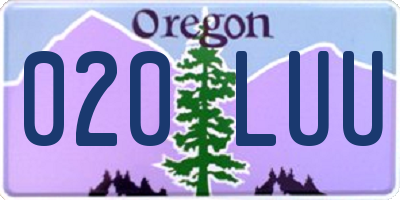 OR license plate 020LUU