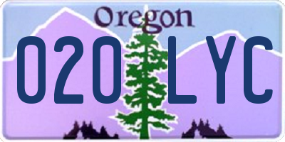 OR license plate 020LYC