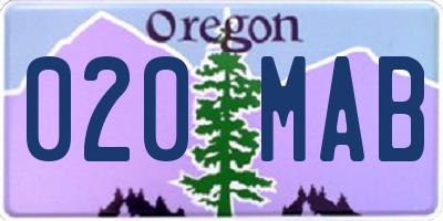 OR license plate 020MAB