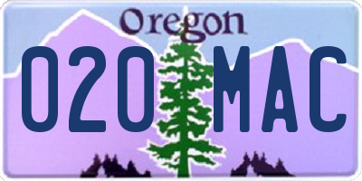 OR license plate 020MAC