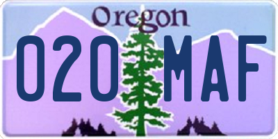 OR license plate 020MAF